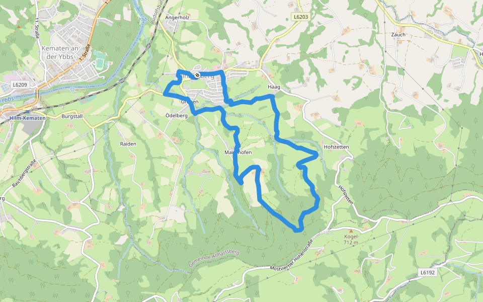 Mostviertelblickweg walking route map in Allhartsberg