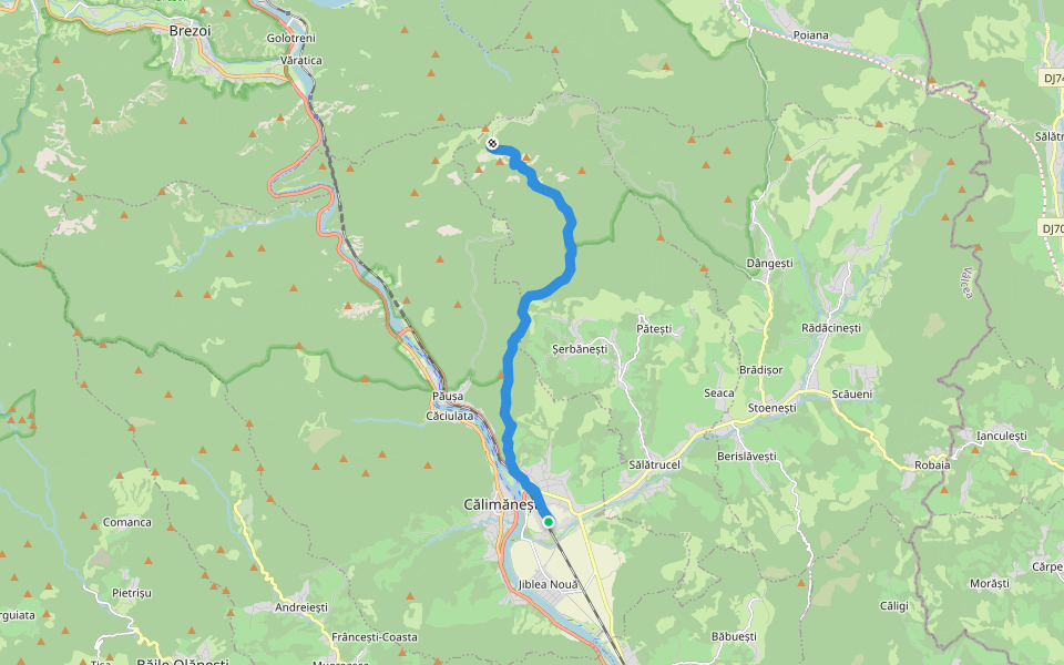 gara CFR Călimănești - Plaiul Sitarului - Cabana Cozia walking route map in Jiblea Veche