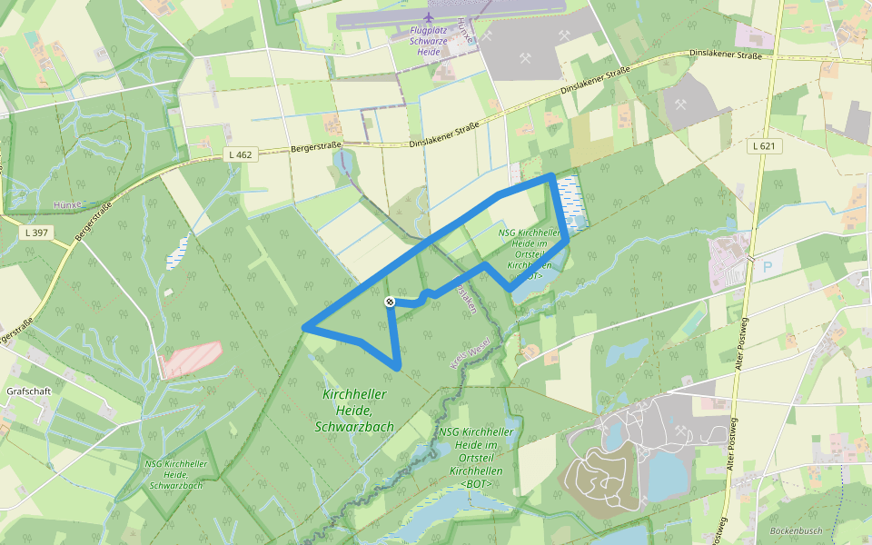 Heidhofsee Rundweg A8 walking route map in Dinslaken