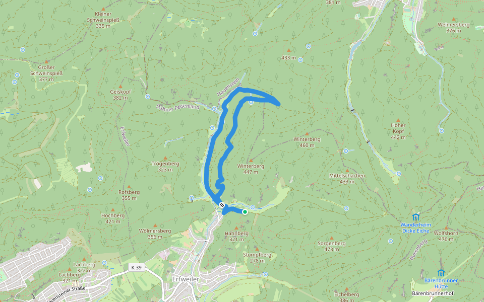 Rundwanderweg Erfweiler 57 walking route map in Erfweiler