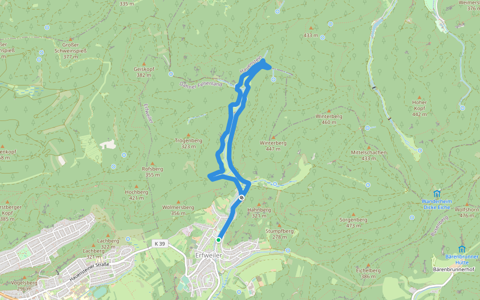 Rundwanderweg Erfweiler 63 walking route map in Erfweiler