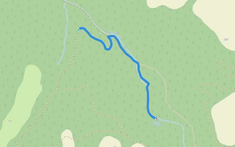 Cascada Boiului walking route map in Lorău