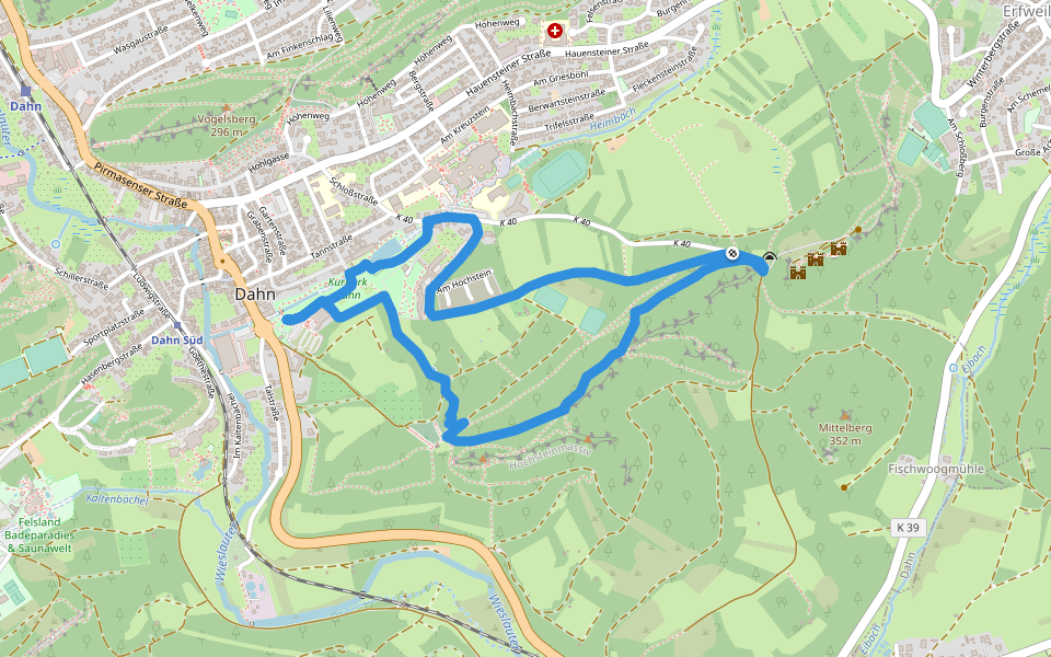 Drei Burgen-Tour walking route map in Dahn
