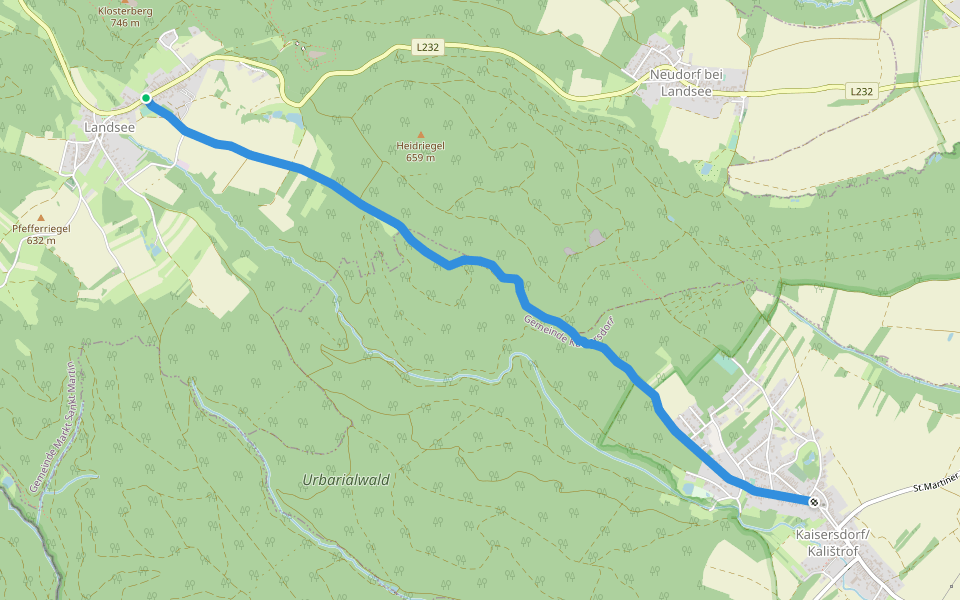 Landsee - Kaisersdorf walking route map in Landsee