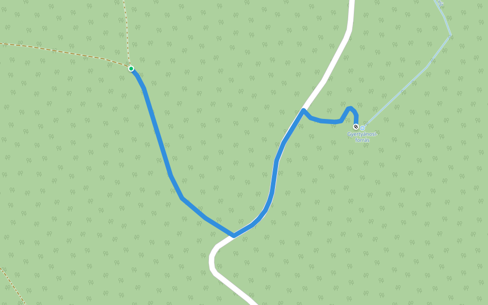 P● (Cseszme - Gyertyánosi-forrás) walking route map in Törökkoppány