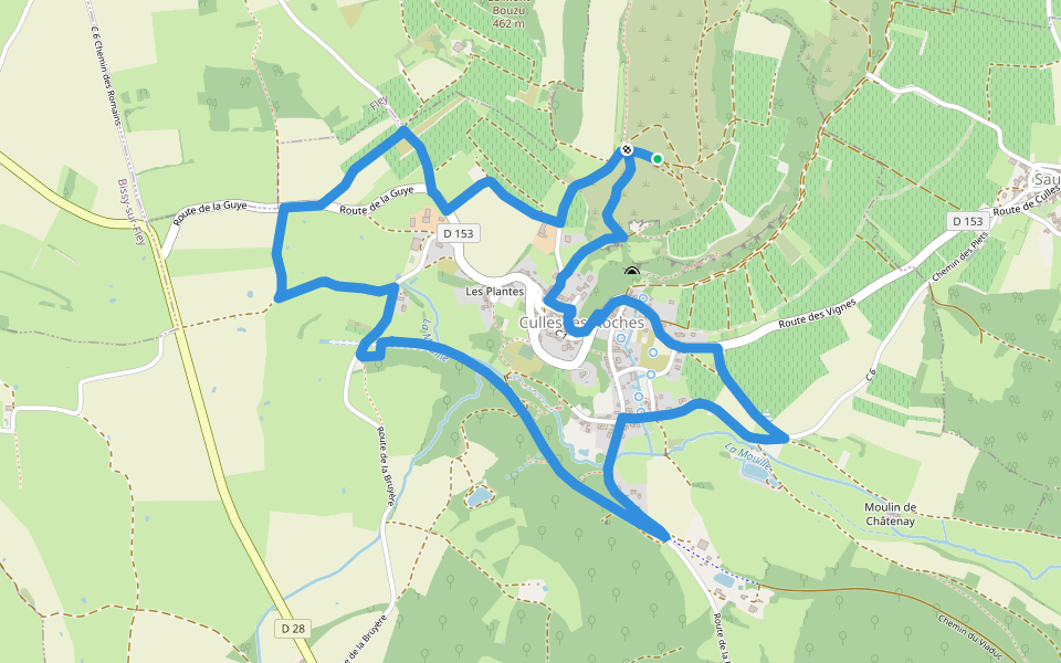 Géorama walking route map in Culles-les-Roches