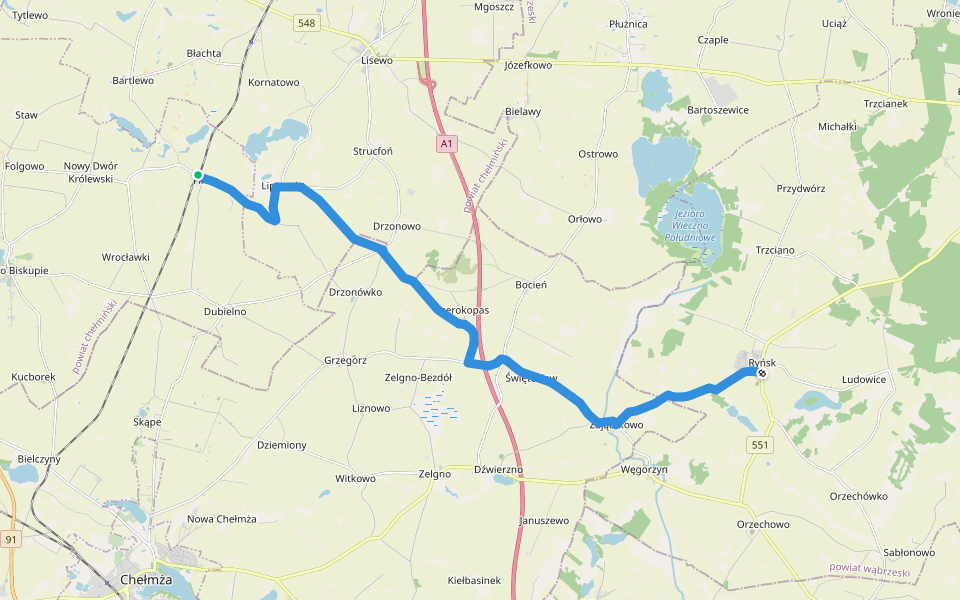 Ryńsk - Firlus walking route map in Firlus