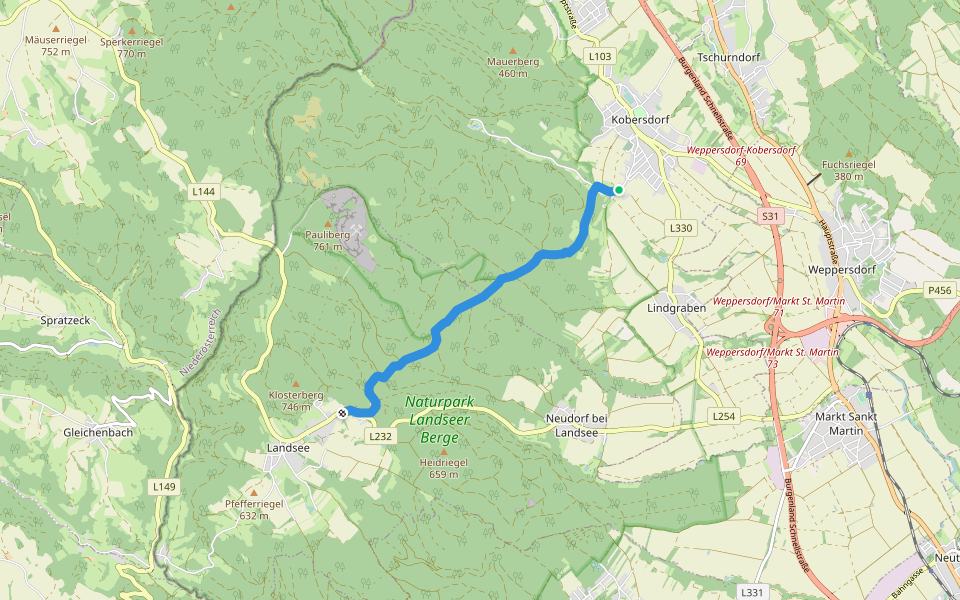 Kobersdorf - Landsee walking route map in Kobersdorf