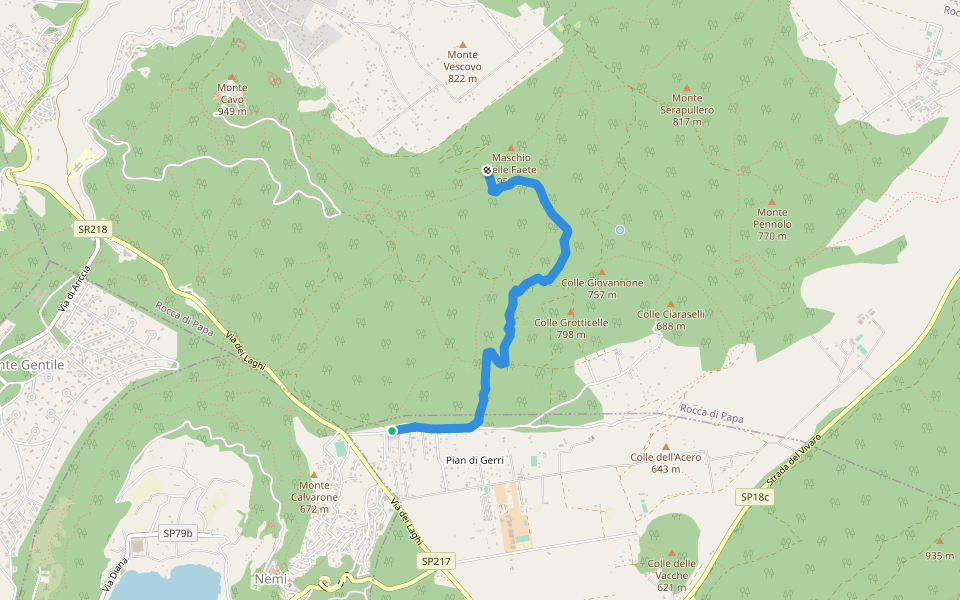 Via dei Corsi - Maschio delle Faete walking route map in Velletri