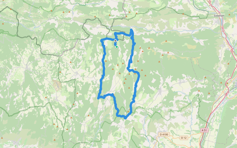 Petit Tour de la Montagne de Lure walking route map in La Rochegiron