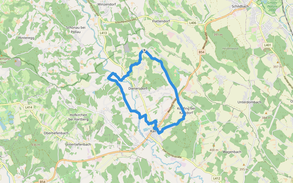 Kaindorfer Marterlweg walking route map in Dienersdorf