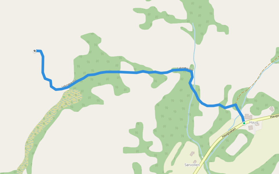 Lekmøya-stig walking route map in Solsem