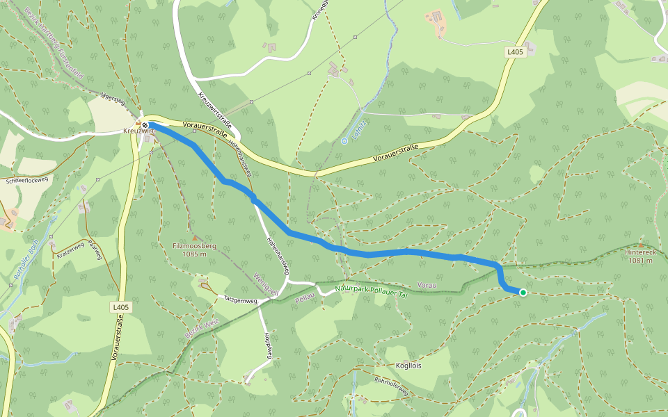 Kreuzwirt walking route map in Sonnhofen