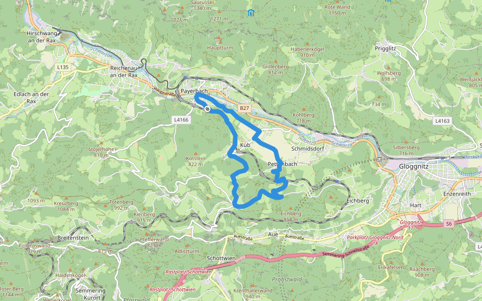 Weg PA 11 walking route map in Payerbach