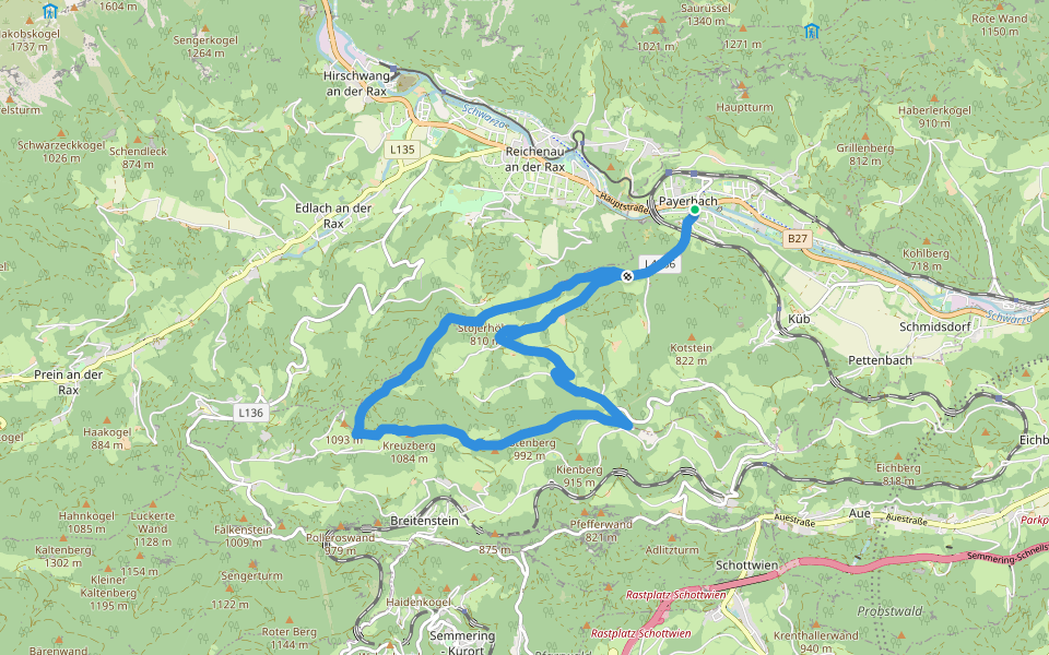 Weg PA 9 walking route map in Payerbach