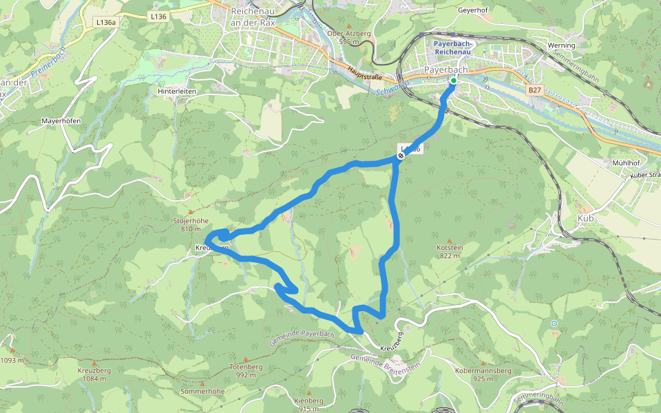 Weg PA 7 walking route map in Payerbach