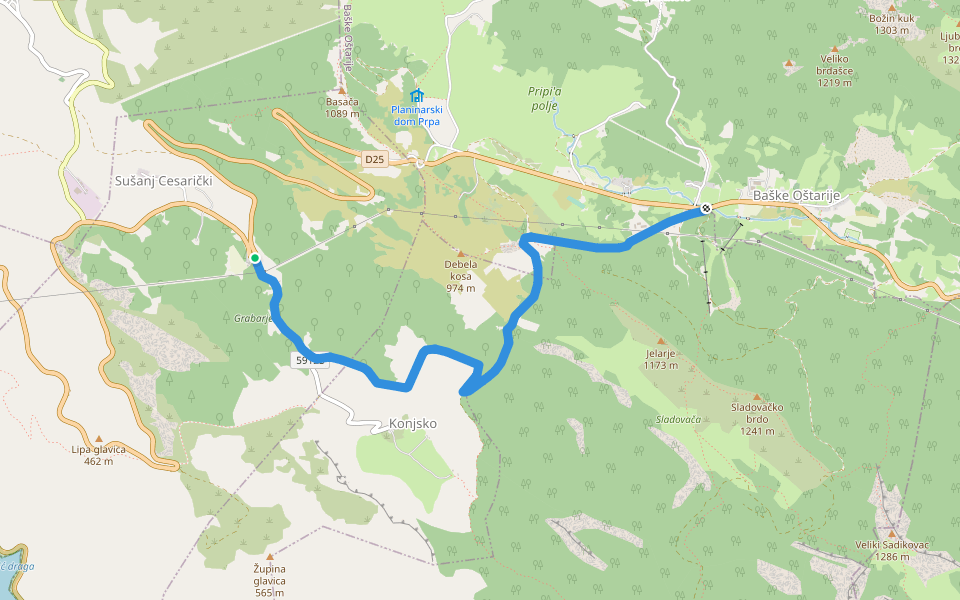 Poučna staza Terezijana walking route map in Sušanj Cesarički