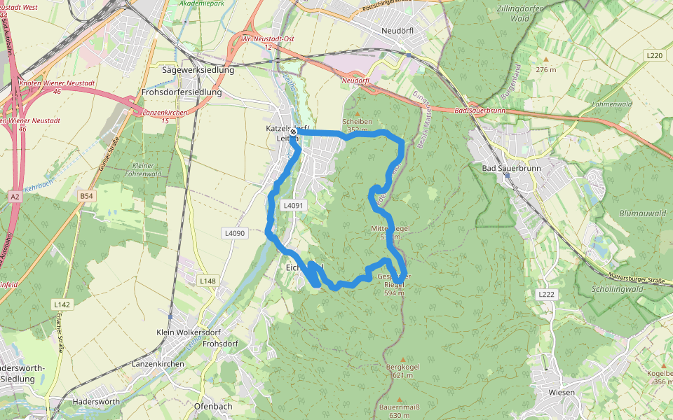 Großer Gipfelweg walking route map in Katzelsdorf