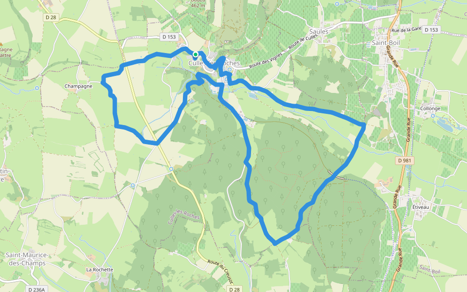 Sur l'Ormeau, la Grande Croix walking route map in Culles-les-Roches