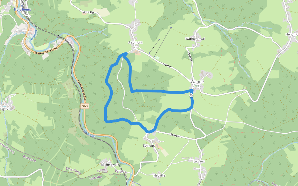 8. Promenade du Château de Wanne walking route map in Trois-Ponts
