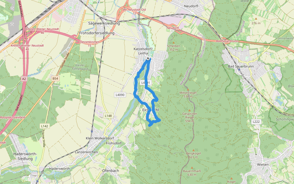 Eichbüchler Rundweg walking route map in Katzelsdorf