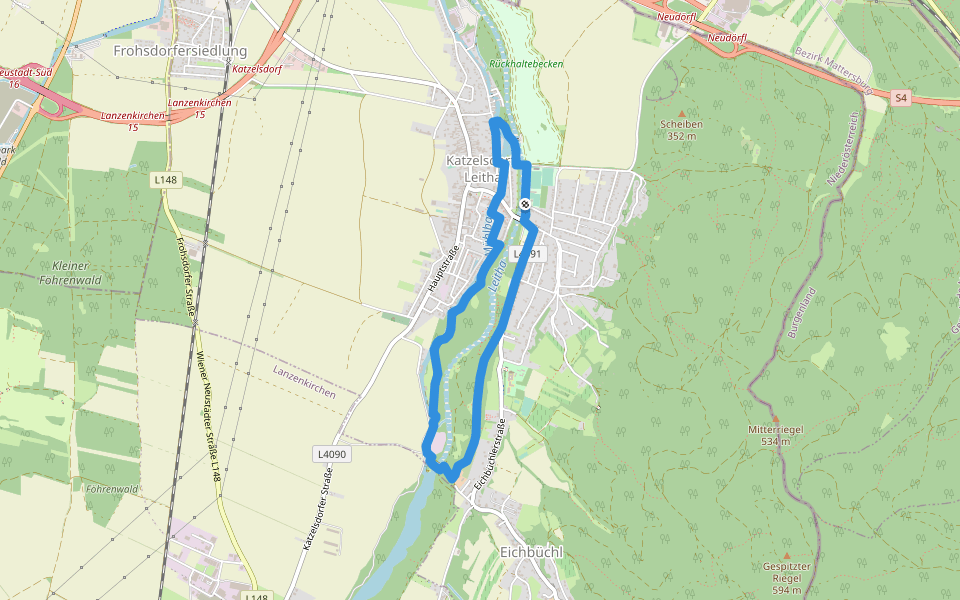 Fuchs Runde "Au-Runde" walking route map in Katzelsdorf