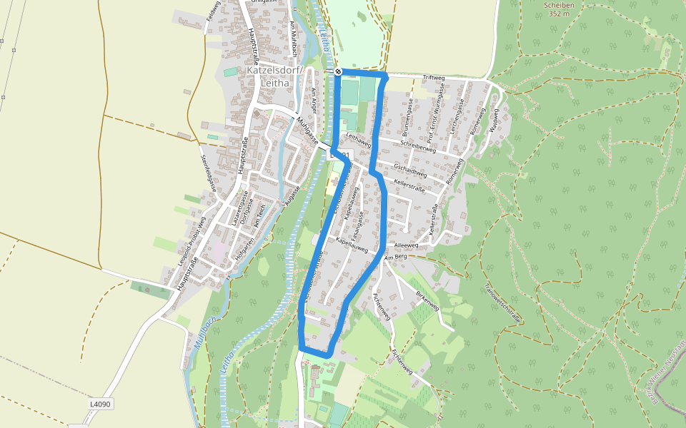 Katzelsdorf Runde (Ortsrunde) walking route map in Katzelsdorf