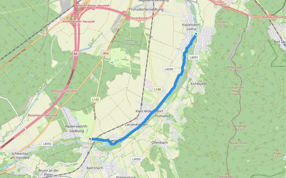Wiener Alpenbogen (Alternative) walking route map in Katzelsdorf