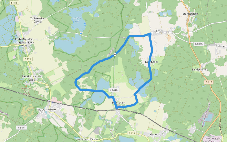 Grüner Strich - Rundweg 12 km walking route map in Quitzdorf am See