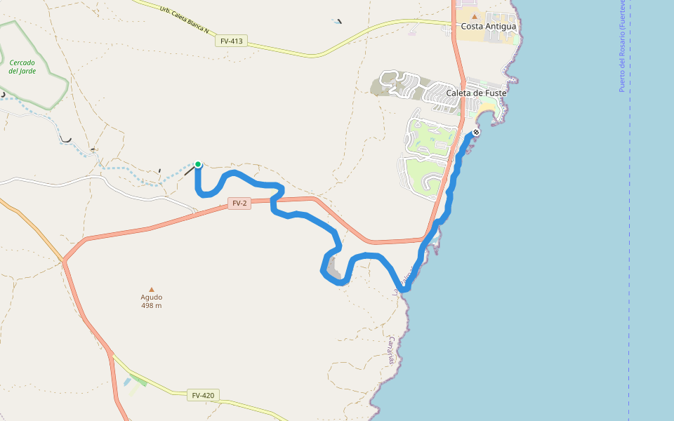 SL FV 4: Barranco de la torre-Caleta de Fuste walking route map in Antigua