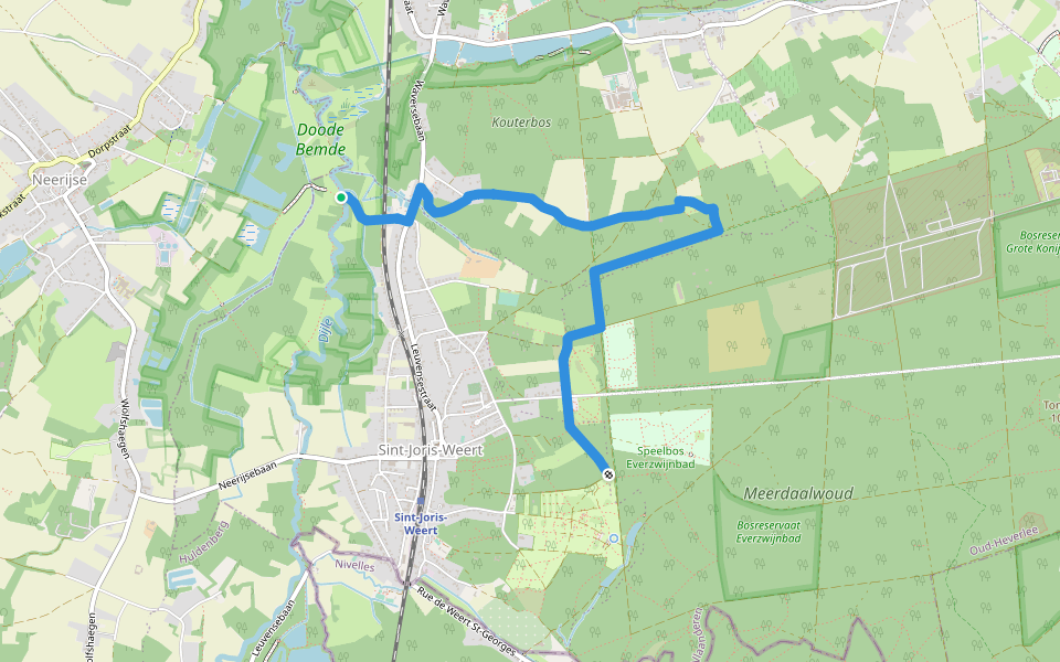 GR 512 Brabantse Heuvelroute Variant Bivakzone Meerdaalwoud walking route map in Oud-Heverlee