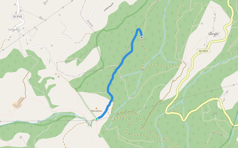 PR-GI 4001.2 Lotura Neberako lizarra - Sarrola walking route map in Aia