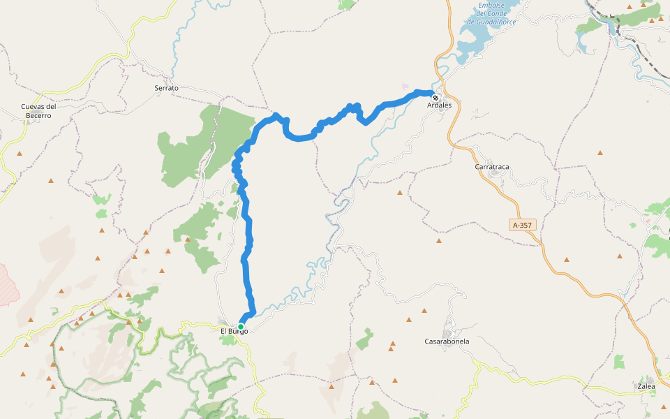 GR 249 - Ardales - El Burgo walking route map in El Burgo