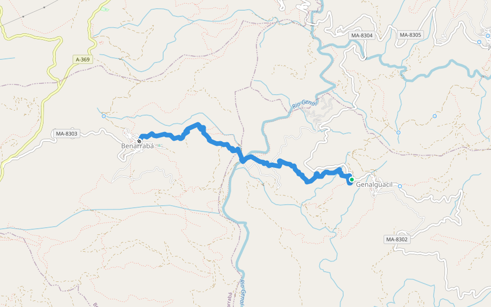 PR-A 240 Benarrabá - Genalguacil walking route map in Genalguacil