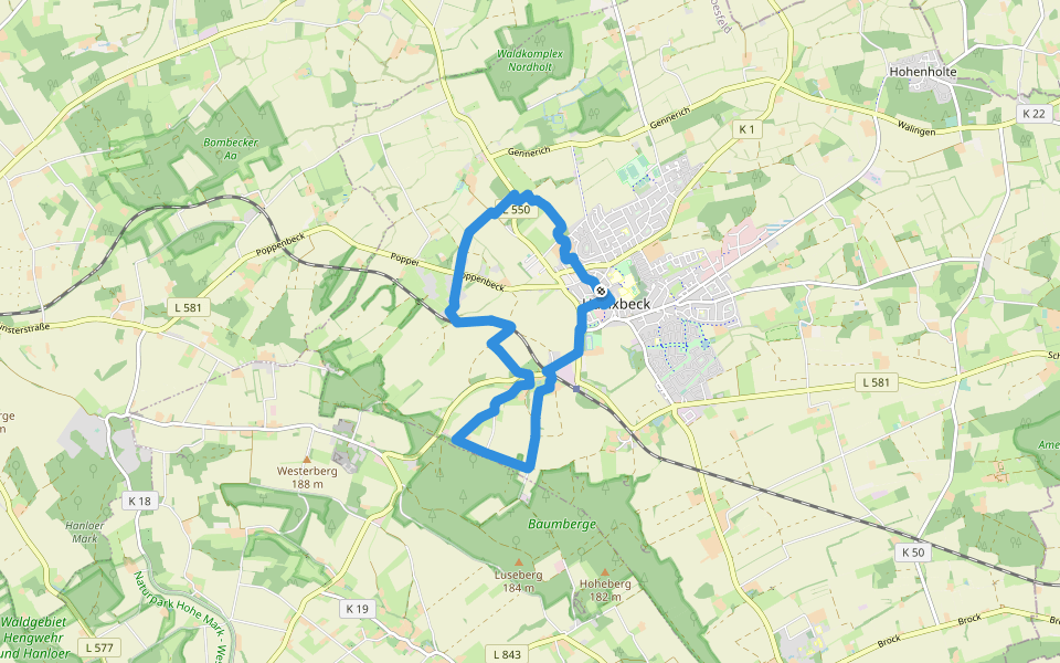Havixbeck Rundweg H2 walking route map in Havixbeck