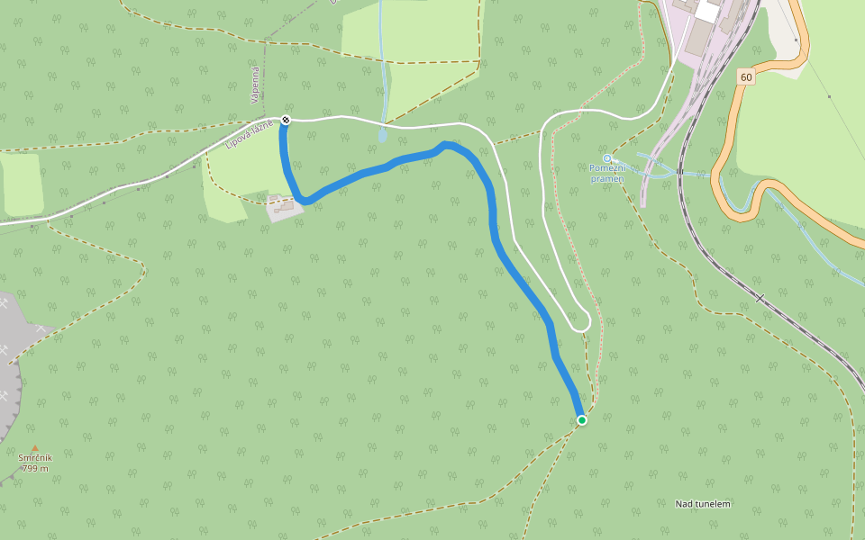 [M] Chata Smrčník - Sedlo Smrčník walking route map in Lipová-lázně