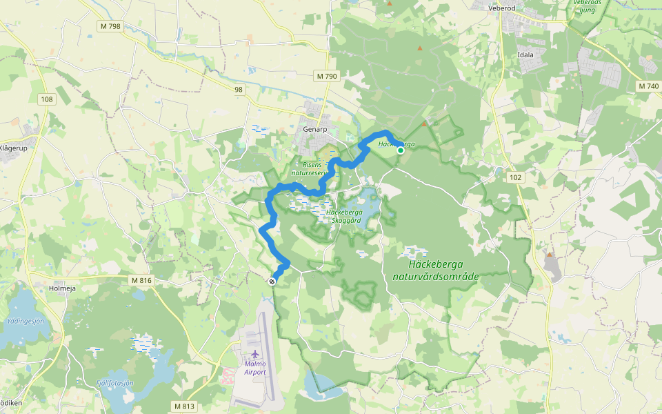 Skåneleden 2, Etapp 15: Häckeberga-Sturup walking route map in Genarp