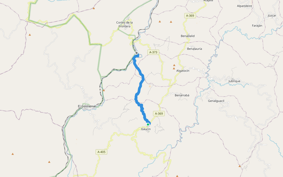 PR-A 244 Gaucín - Estación de Cortes de la Frontera walking route map in Gaucín