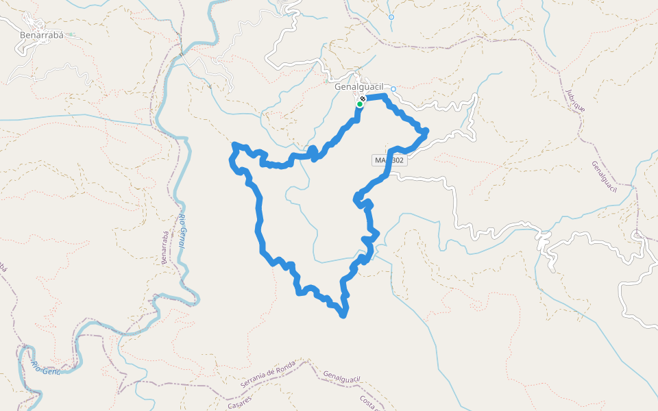 PR-A 214 Puerto del Lentisco walking route map in Genalguacil