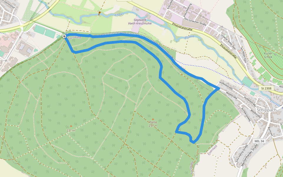 Nordic Walking 2 rot Elsenfeld walking route map in Elsenfeld
