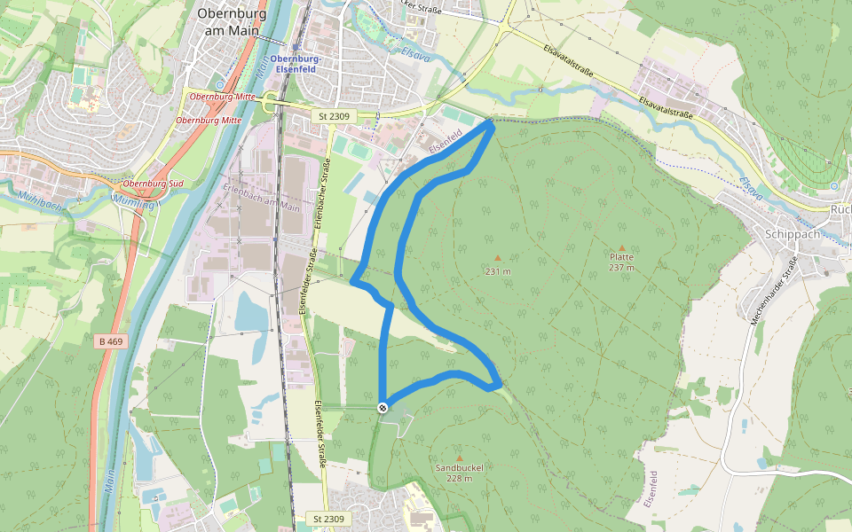Nordic Walking 1 blau Elsenfeld walking route map in Erlenbach am Main