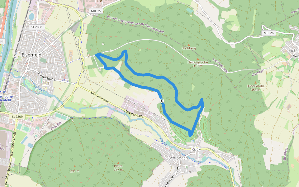 Nordic Walking 3 Schwarz Elsenfeld walking route map in Elsenfeld