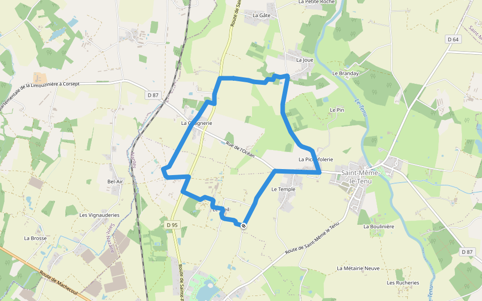 Le Cariolet walking route map in Machecoul-Saint-Même