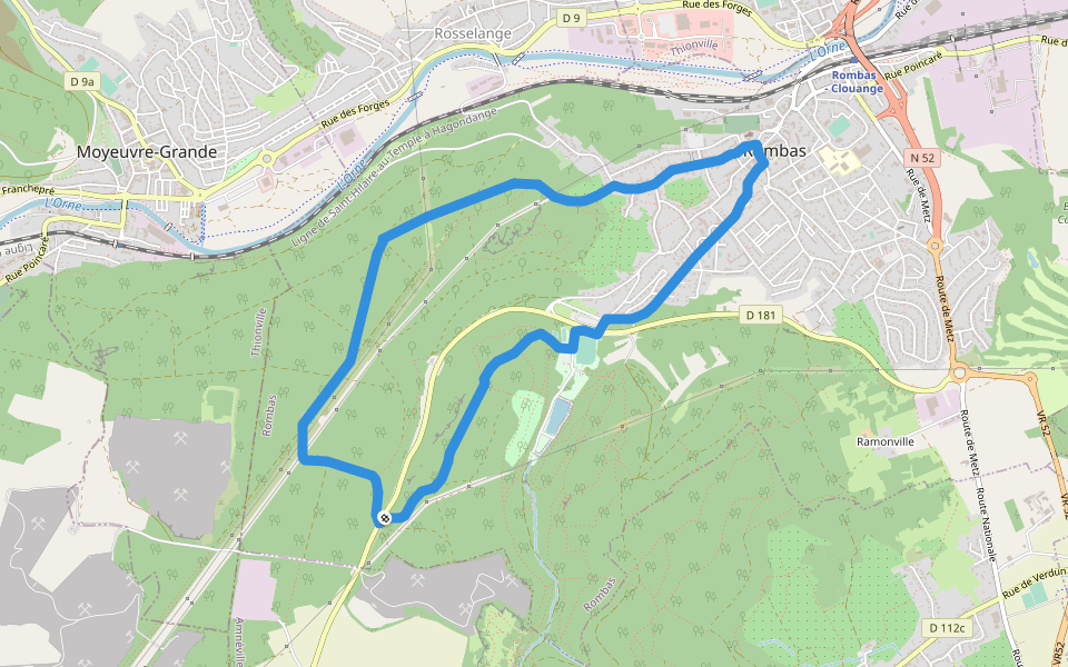 Circuit de Rombas walking route map in Rombas