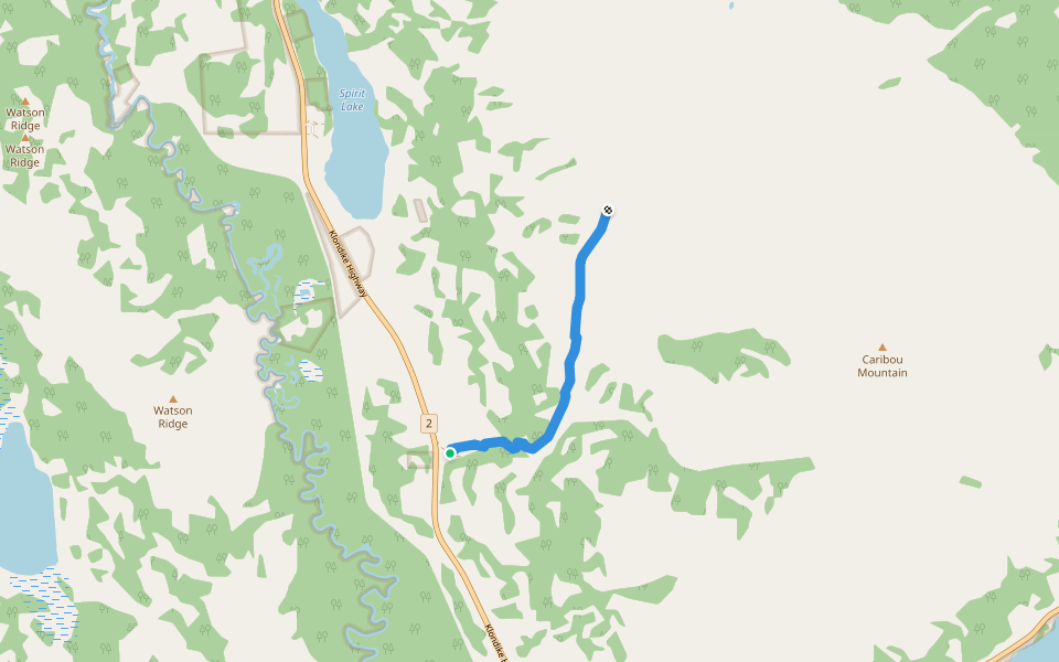 Caribou Mountain Trail walking route map in Carcross