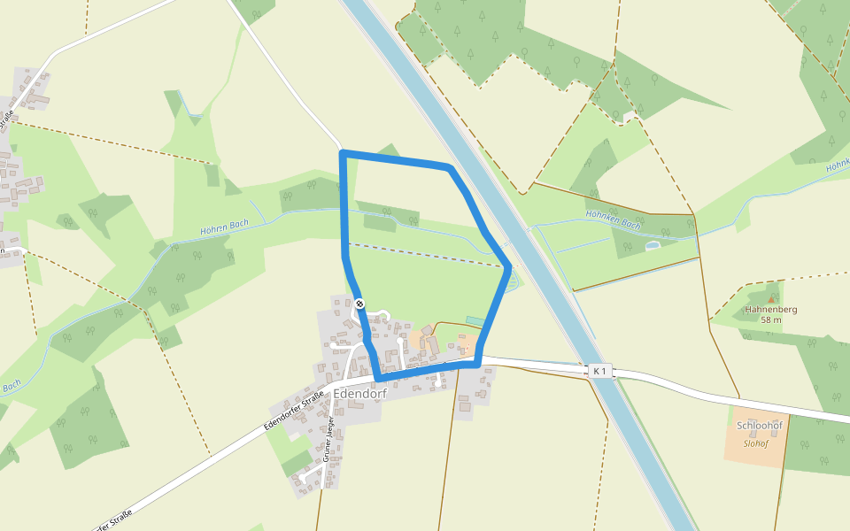 Edendorf Rundgang 1 walking route map in Bienenbüttel