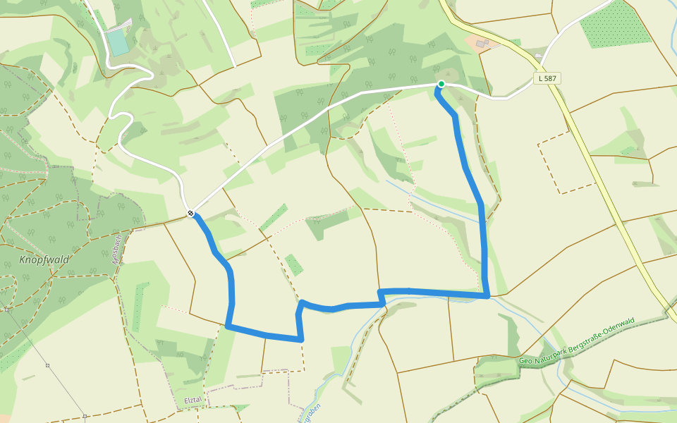 Rundwanderweg Hofäcker 1: Orlesbächle-Weg walking route map in Elztal
