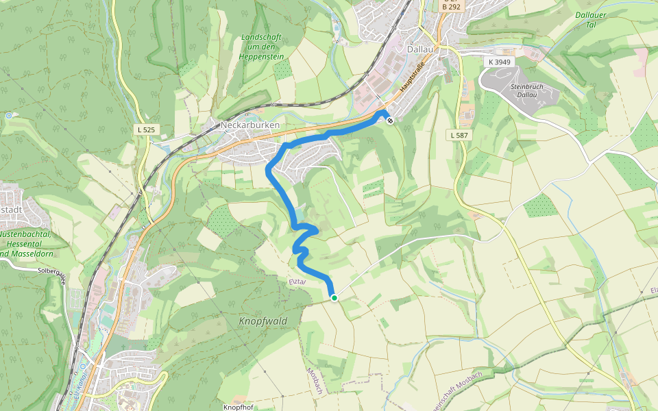 Rundwanderweg Hofäcker 2: Kastell-Weg walking route map in Elztal