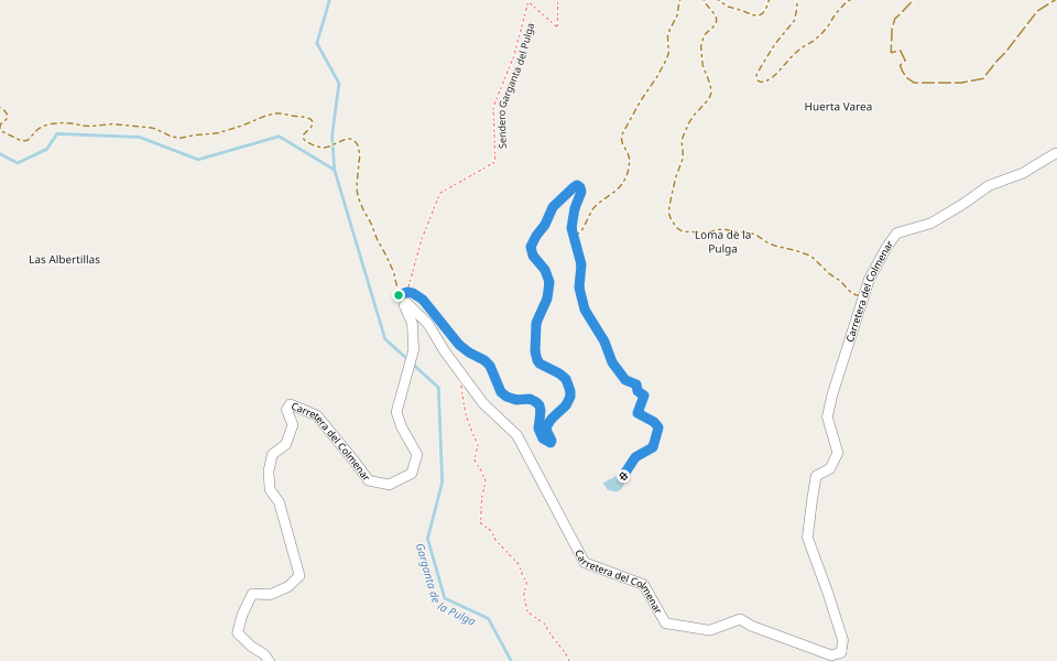 Garganta de la Pulga walking route map in Cortes de la Frontera