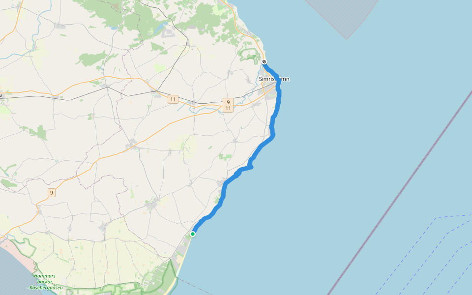 Skåneleden 4, Etapp 4: Borrby strandbad - Simrishamn walking route map in Spraggehusen